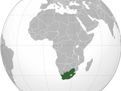 Posizione sudafrica nel mappamondo