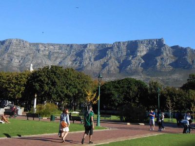 view of table mountain from Gardens in Cape Town