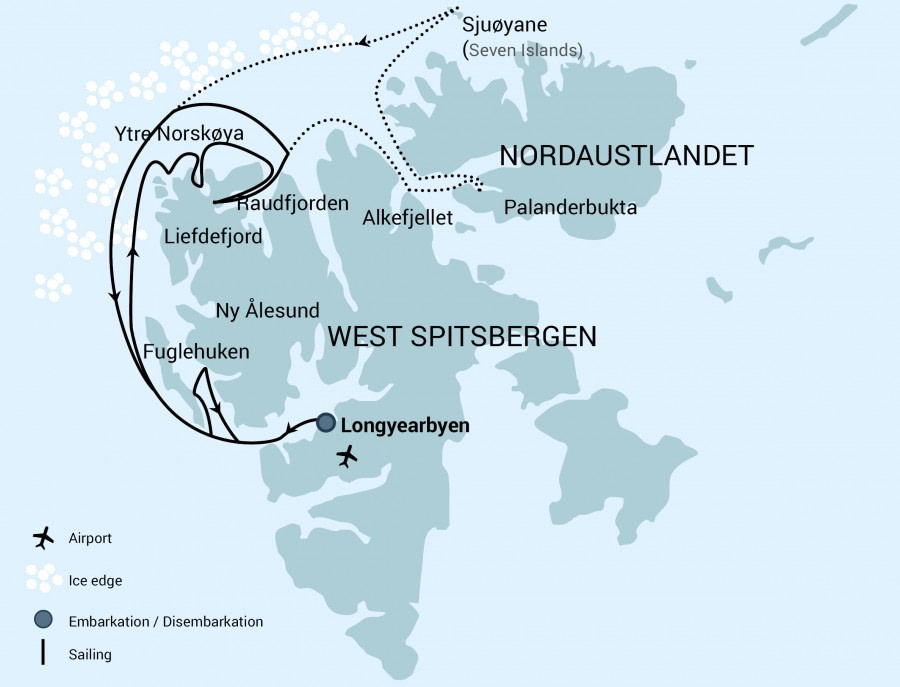 mappa itinerario nel regno del'orso polare
