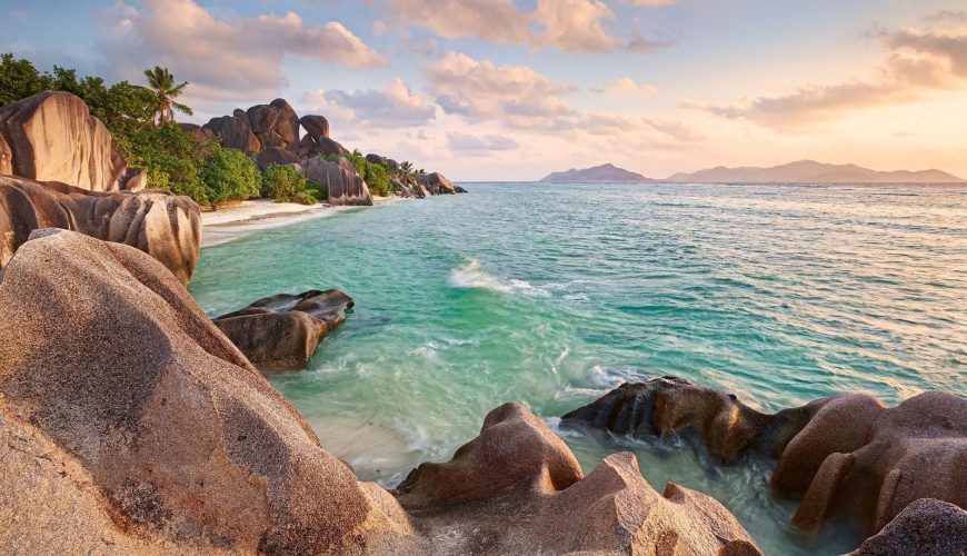 la spiaggia di Curieuse Island, Seychelles