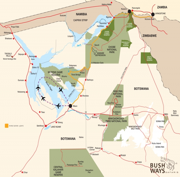 map rhino safari