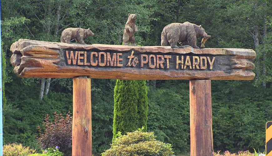 cartello di benvenuto a port hardy