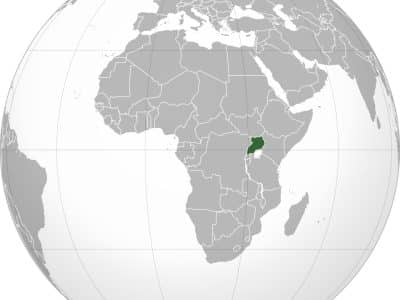uganda in the map loalizzazione dell'Uganda nel continente africano